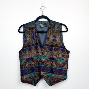 Designs by Naomi Handmade Beaded Colorful Geometric Patterned Vest